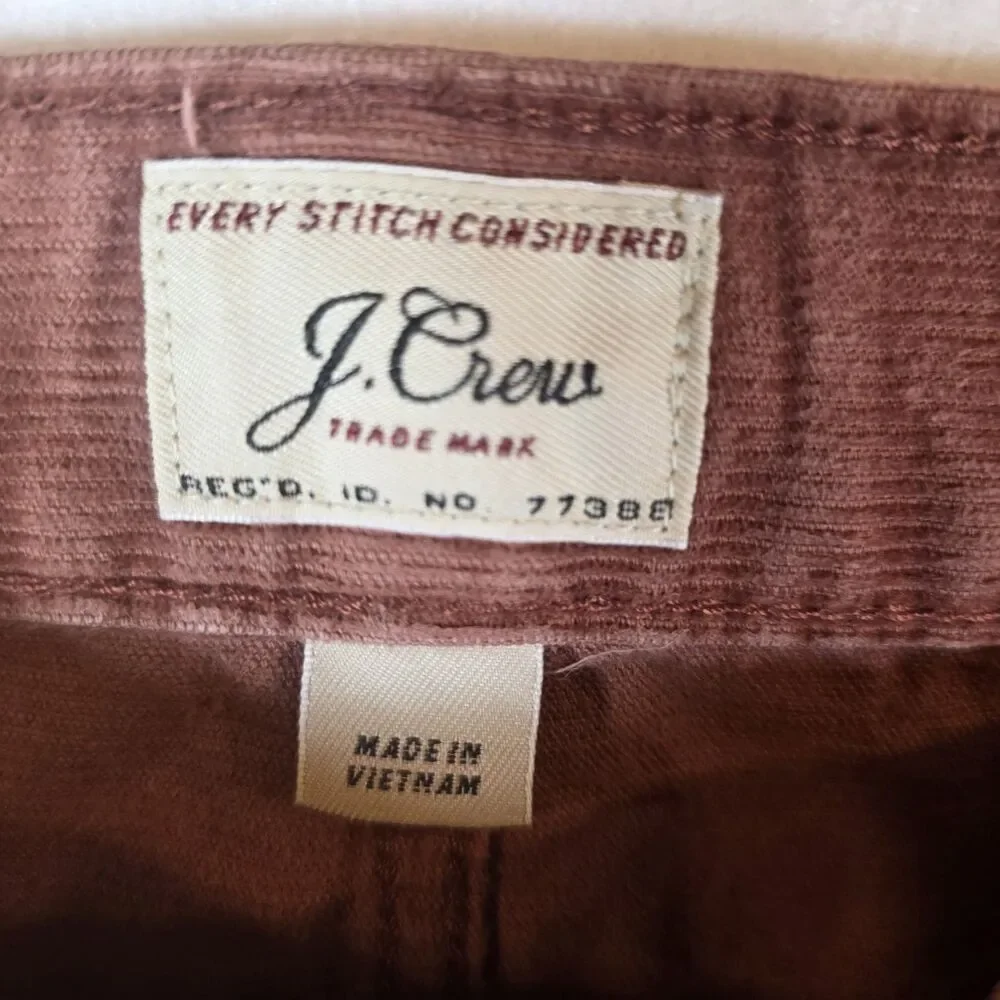 J.Crew 770 Slim Fit Brown Corduroy Stretch Tapered Pants Waist 29